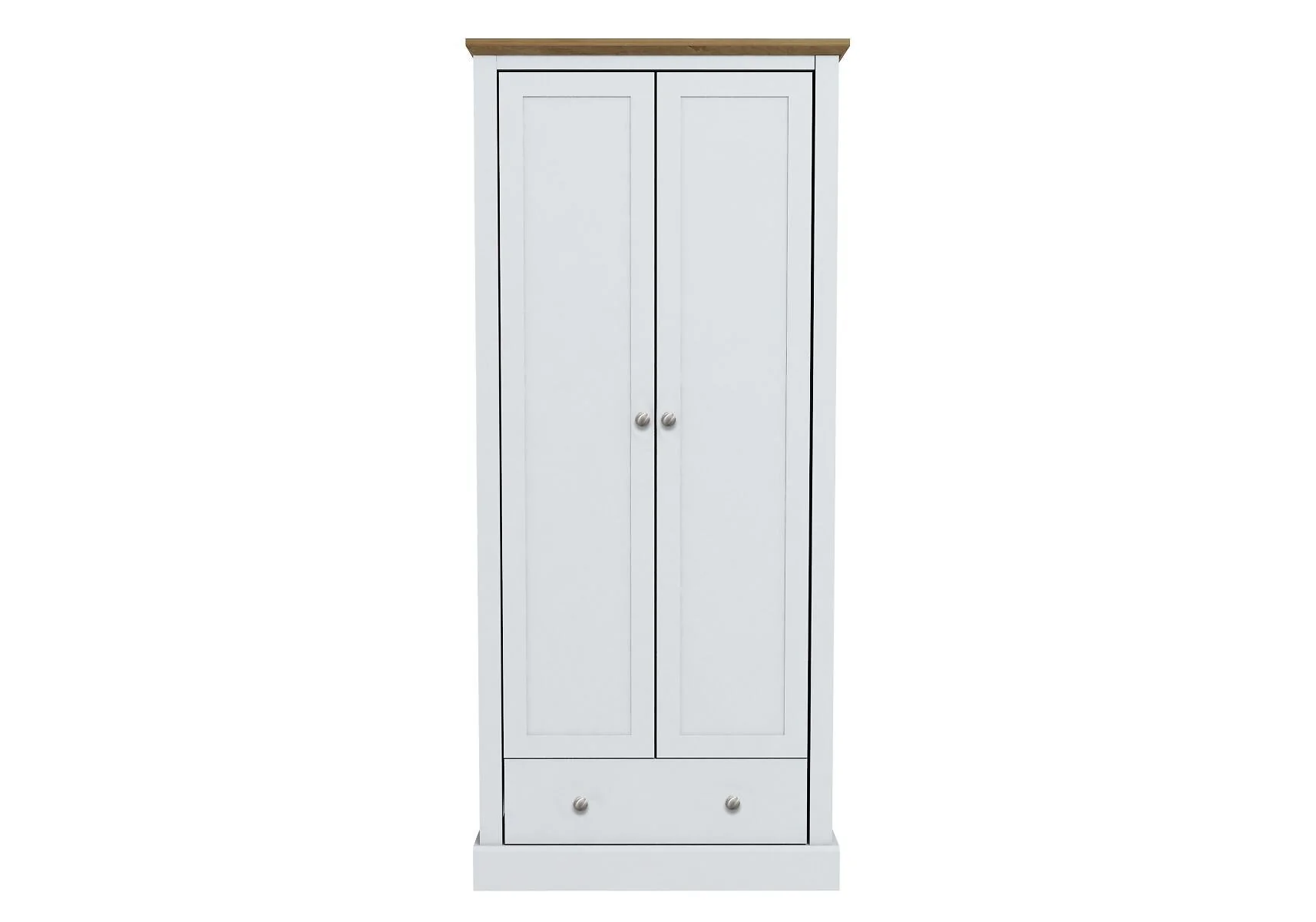 LPD Devon 2 Door 1 Drawer White & Oak Wardrobe