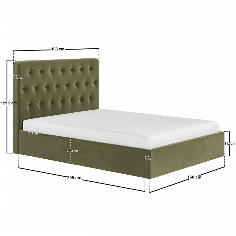 Flair Marley Buttoned Headboard Ottoman Bed Green Velvet image 8