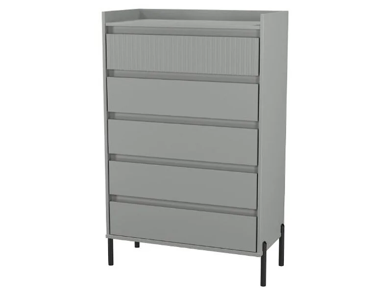 Modern 5 drawer chest with fluted front and tall design