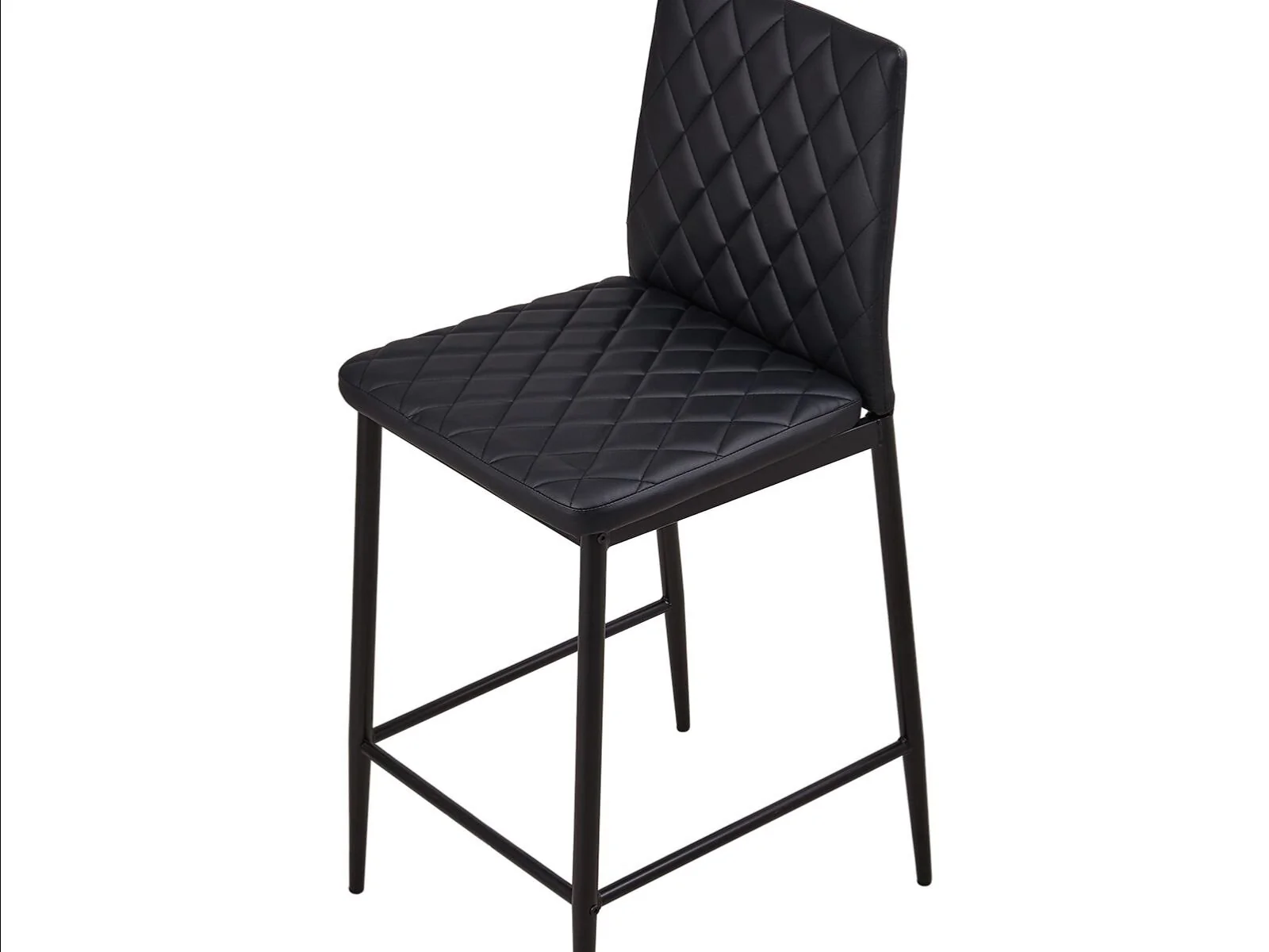 set of 2  bar stools with quilted backrest and metal legs - cutout