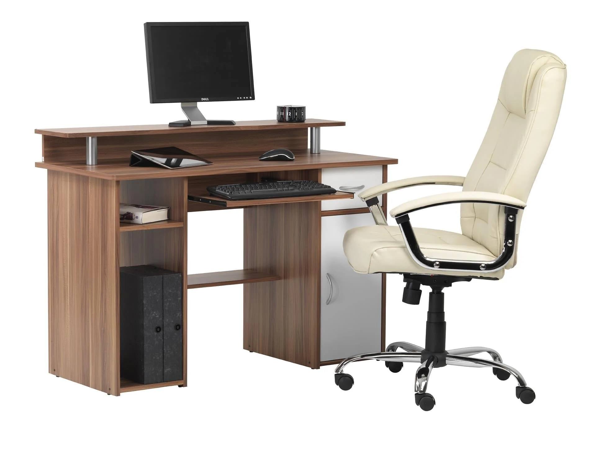 Dorel Albany Beech Desk with 1 Drawer and 1 Door in White Naturel
