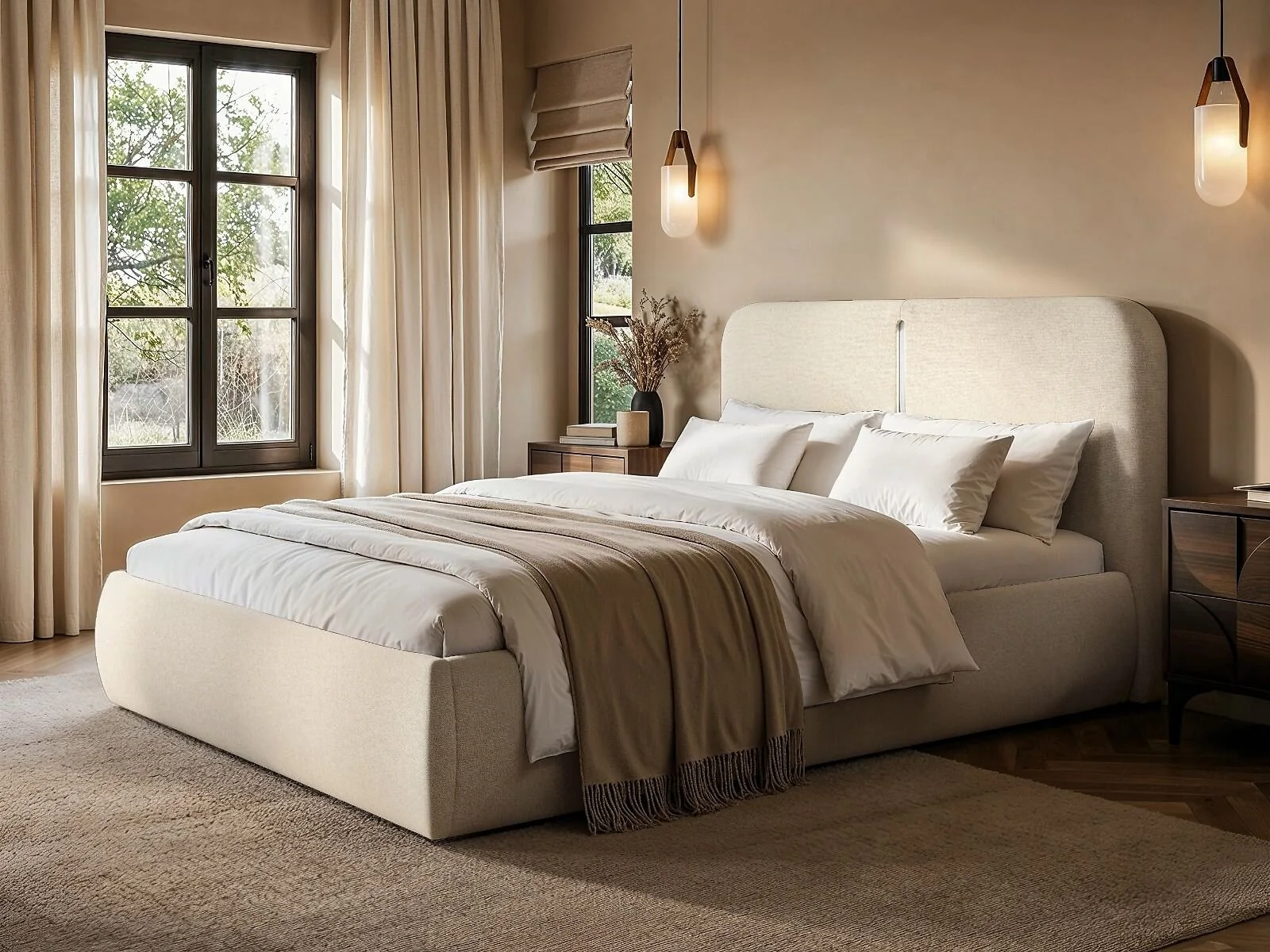 SOLACE+CO Stille Upholstered Ottoman Bed with LED Lighting – view 2