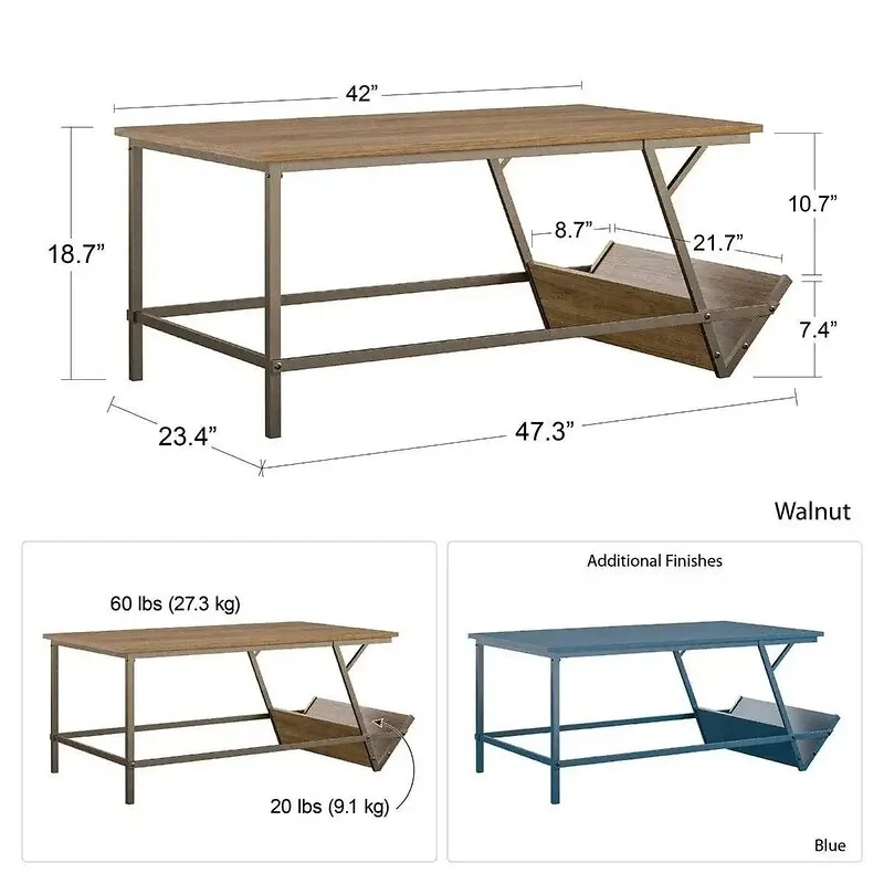 Novogratz Regal Coffee Table Walnut Look view 6