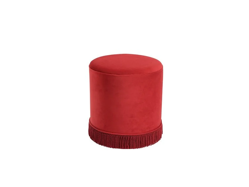 Small velvet pouffe used as a footstool - cutout