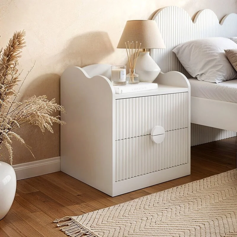Flair Calista 2 Drawer Cloud Detail Ribbed Bedside Table