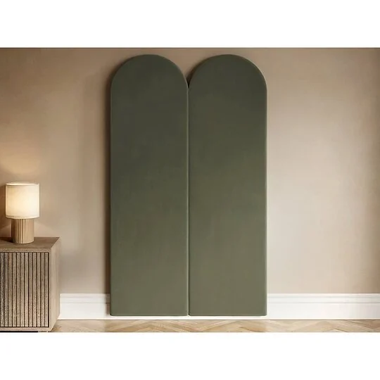 SOLACE+CO Cirrus Headboard Panels Single Khaki Green Velvet