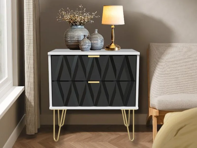 Welcome Furniture Diamond 2 Drawer Midi Chest Storage Cabinet