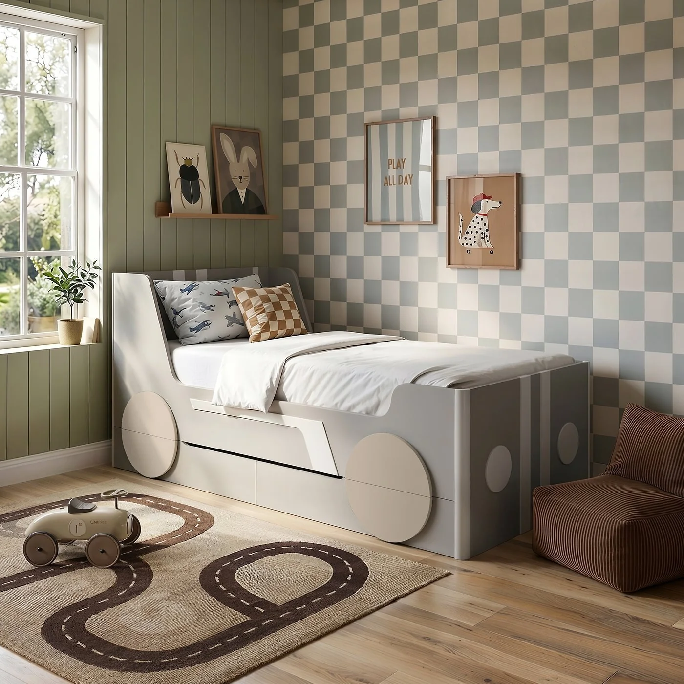  Flair Cooper Single Car Bed with Drawers Grey