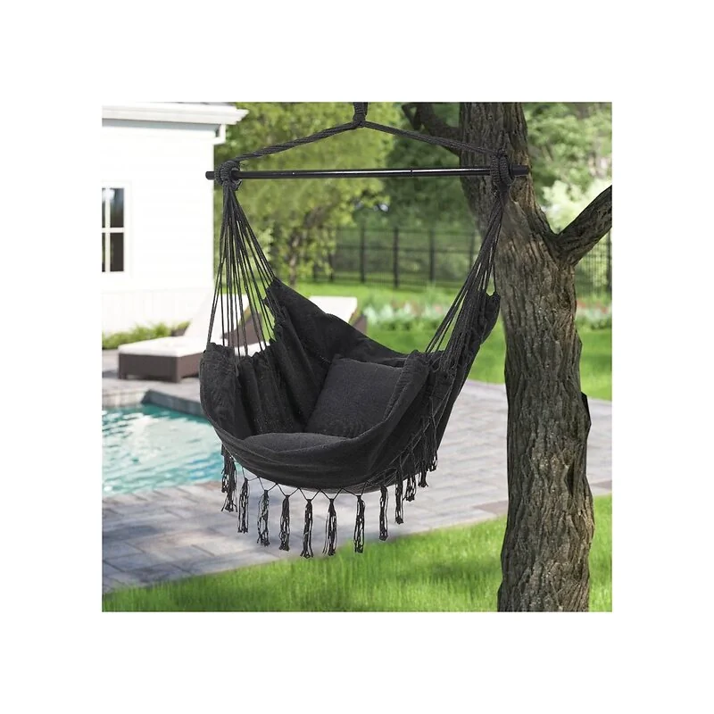 Living & Home Garden Hanging Canvas Hammock Swing Chair image 2