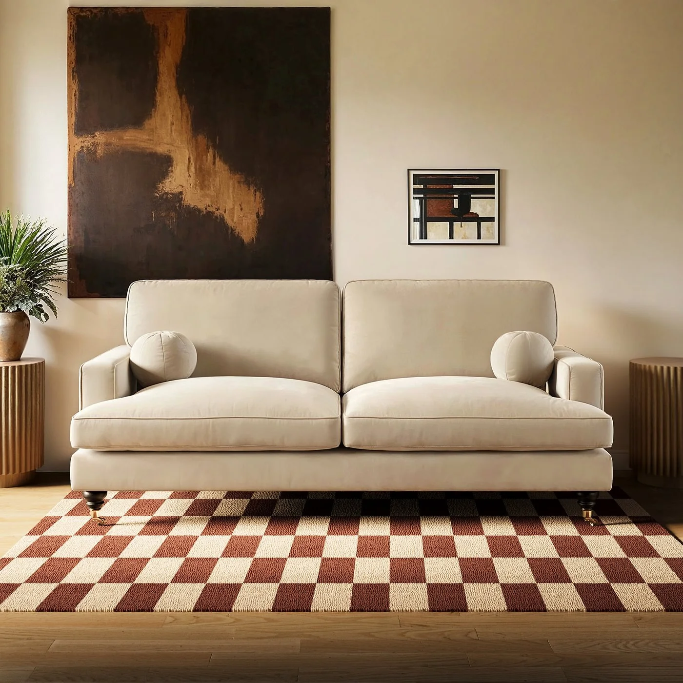 SOLACE+CO Addison 3 Seater Sofa with Caster Legs