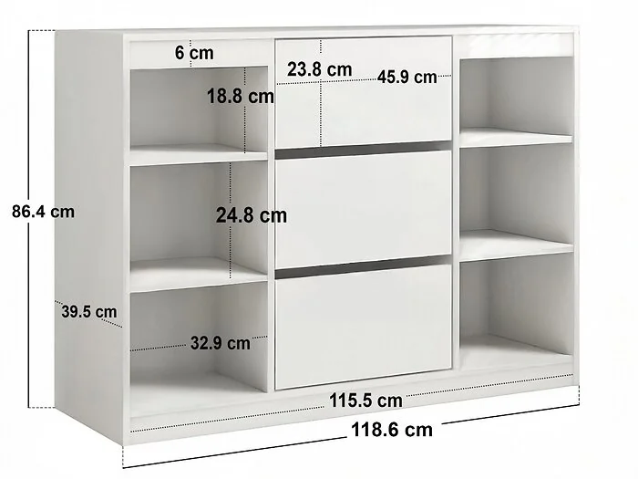 Dimensions diagram: Flair Olivia Storage Unit White