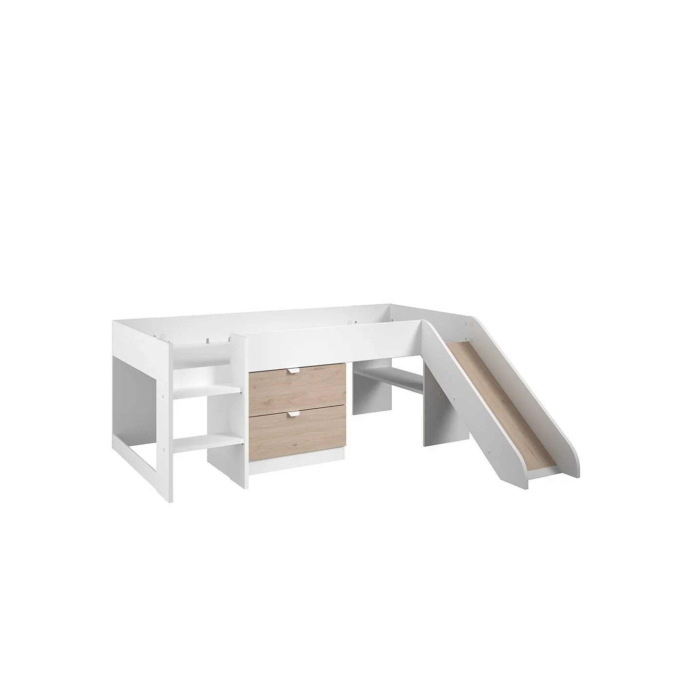 Parisot Tobo Kids Mid Sleeper Bed with Slide White & Oak image 11