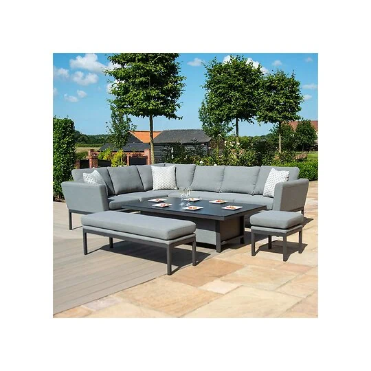Maze Rattan Pulse Rectangular Corner Dining Set with Rising Table and Free Winter Cover