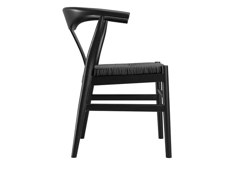 LPD Aries Dining Chair Set of 2 Black Satin Grain Wood – view 3