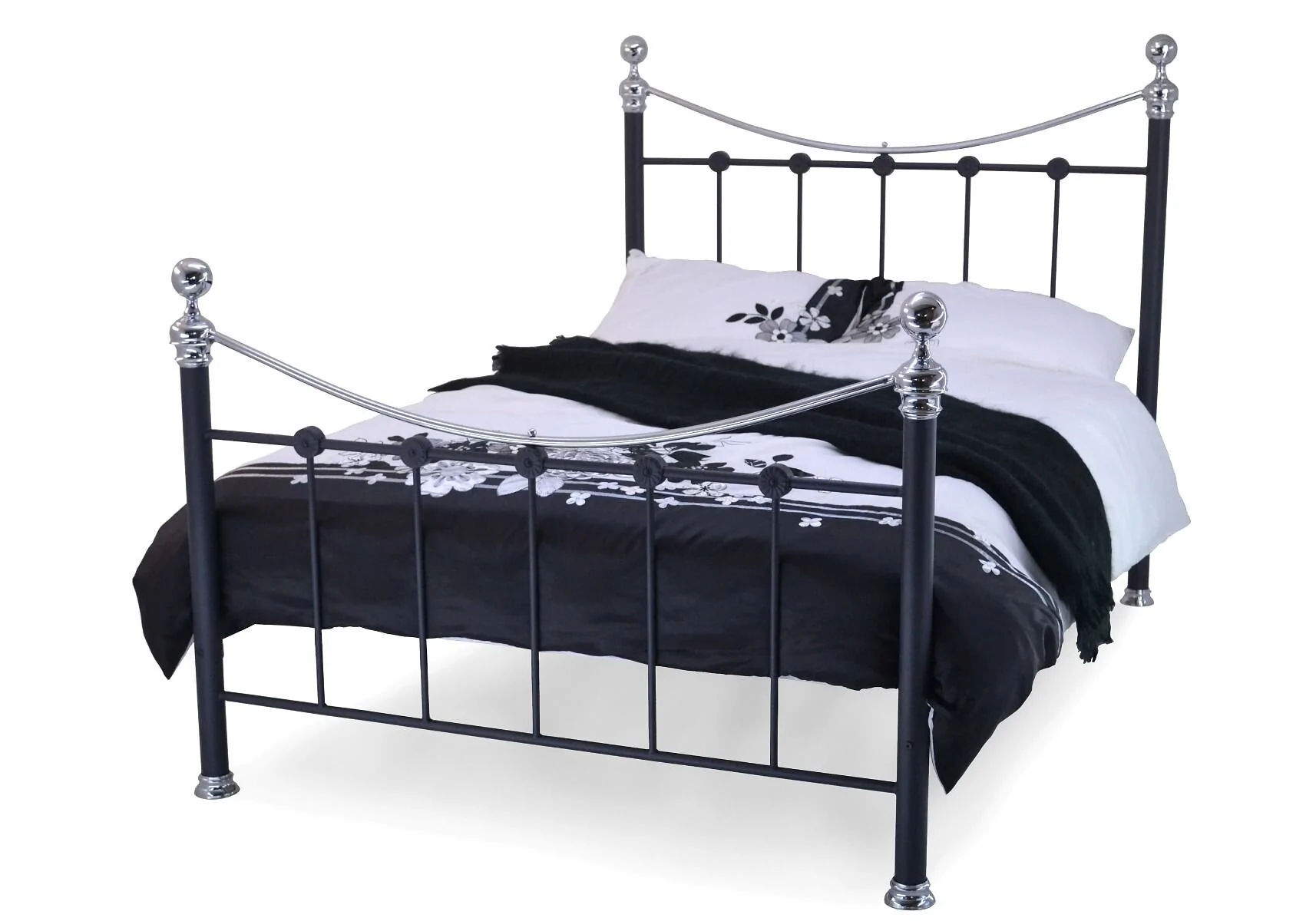Wholesale Beds Cambridge Platform Bed Frame Metal Chrome Finials