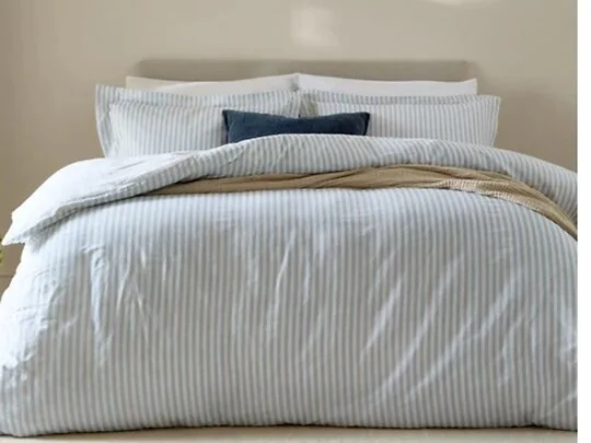 The Linen Yard Hebden Mélange Stripe Reversible Duvet Cover 100% Cotton