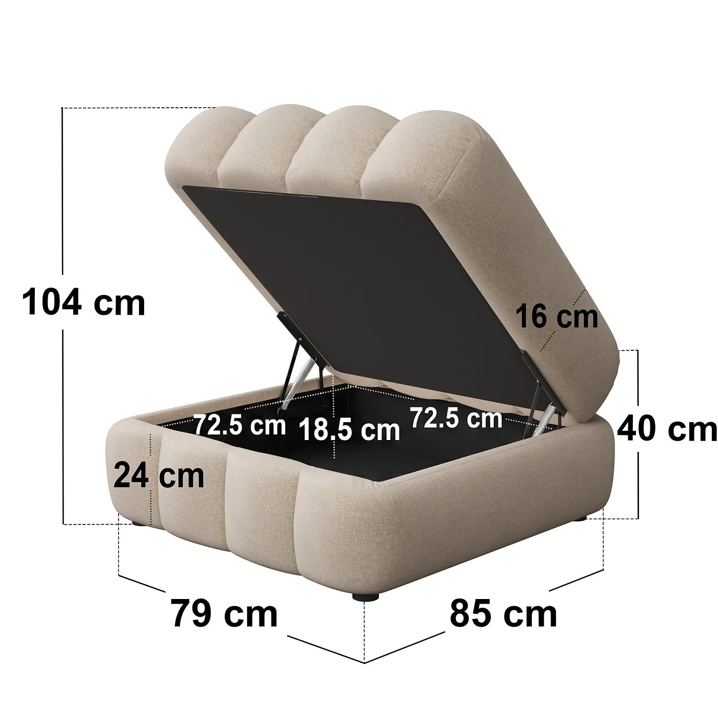 SOLACE+CO Halle Ottoman Storage Footstool Beige Chenille image 5