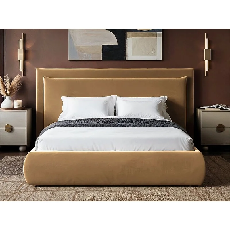 SOLACE+CO Sigrid Ottoman Storage Bed with Cushion Headboard Sand Velvet image 3