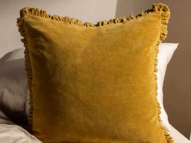 Yard Bertie Washed Cotton Velvet Feather Cushion