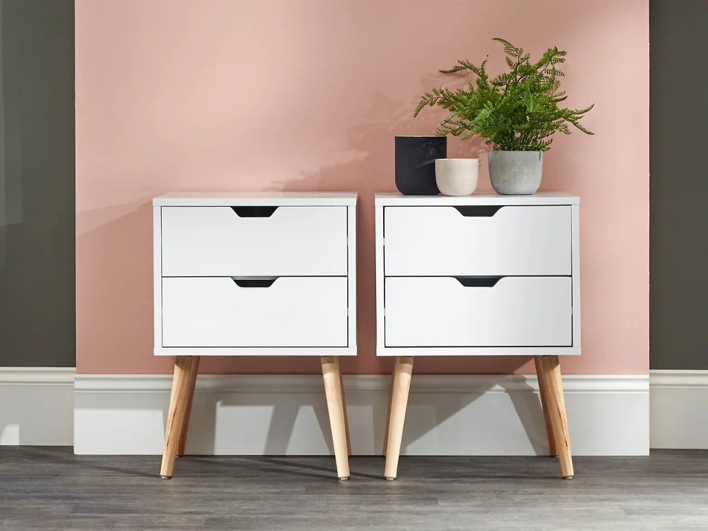 GFW Nyborg Pair of  2 Drawer Bedside Table