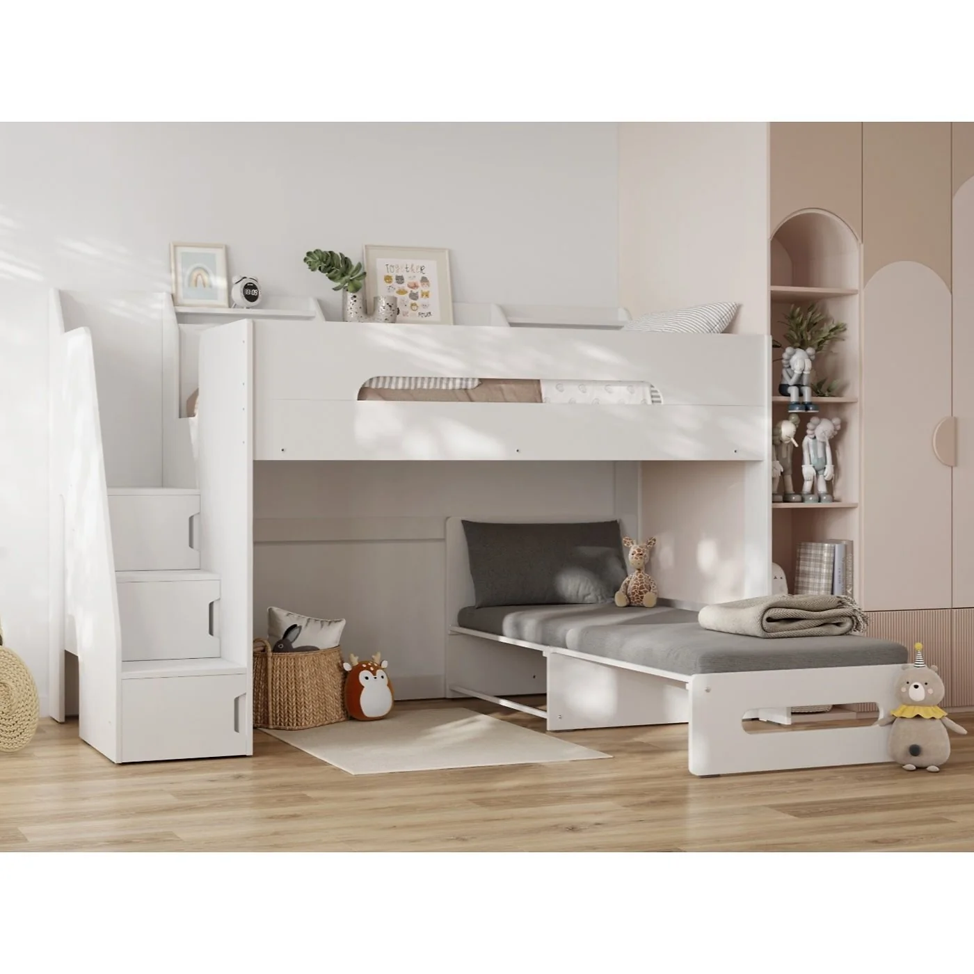 Flair Stepaside Staircase High Sleeper Bed with Futon