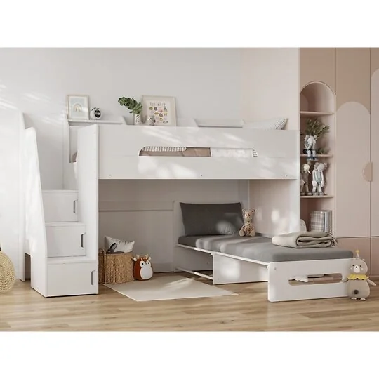 Flair Stepaside Staircase High Sleeper Bed with Futon