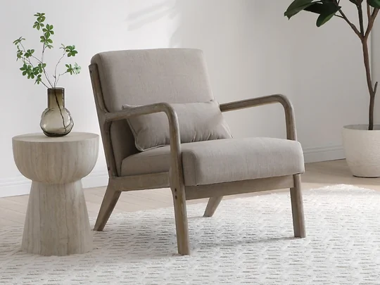 Kyoto Inca upholstered accent chair with padded seat and back