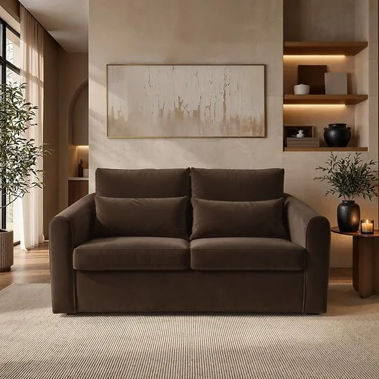 SOLACE+CO Rune Sofa Bed Brown Velvet