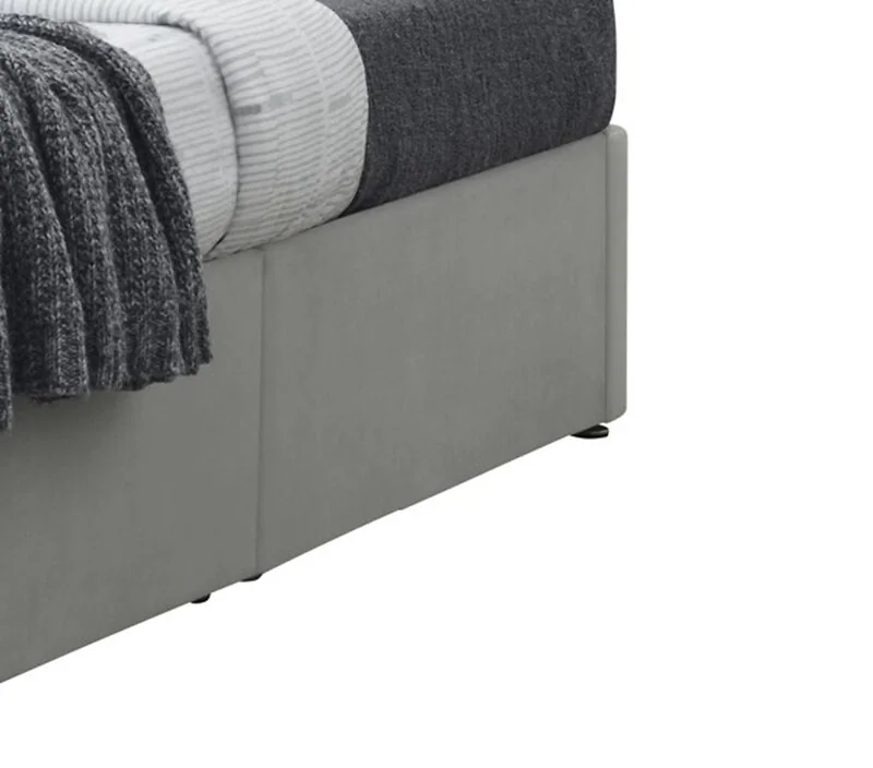 Sareer Flat-Pack Divan Bed Base Light Grey Velvet – view 5