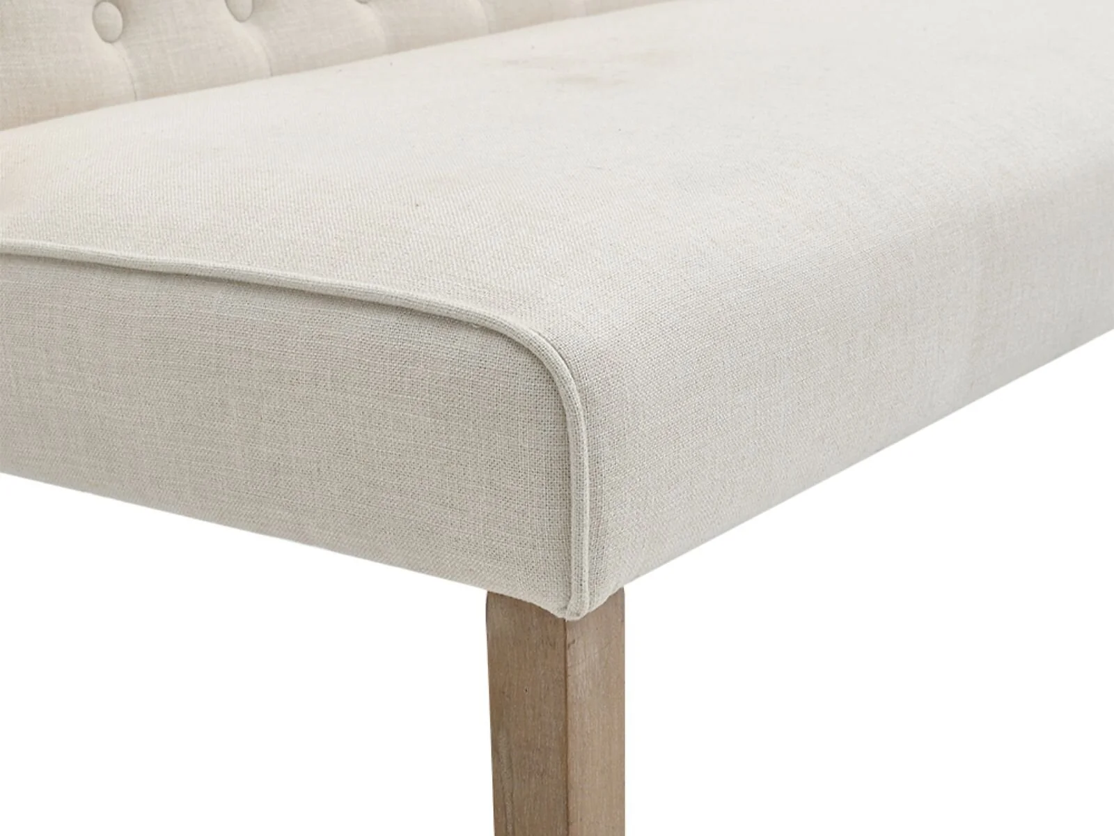 Living & Home Tufted Upholstered Dining Bench with Backrest Beige Linen Rubberwood – view 4