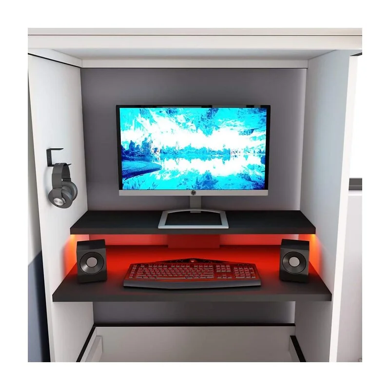 Trasman High Sleeper Loft Gaming Bed with Desk and Wardrobe image 4
