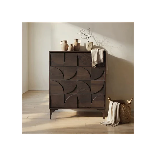 SOLACE+CO Leon Geometric Chest of Drawers Walnut