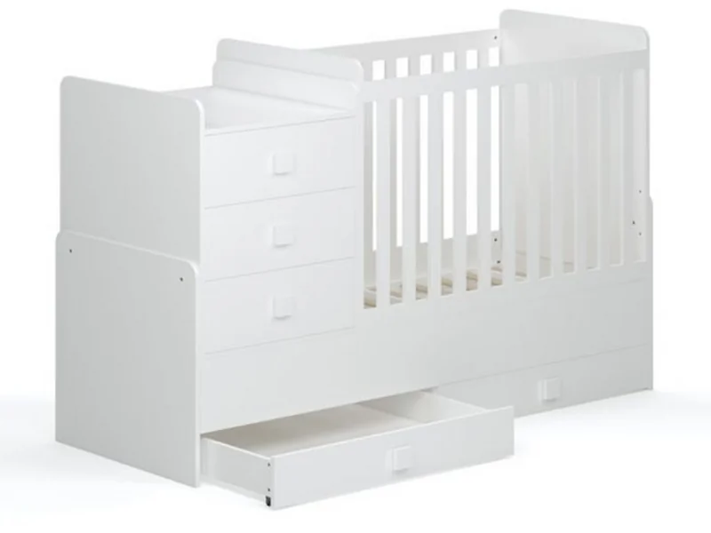 Kidsaw Kudi Combi 4 in 1 Cot Bed with Changing Unit White – view 5