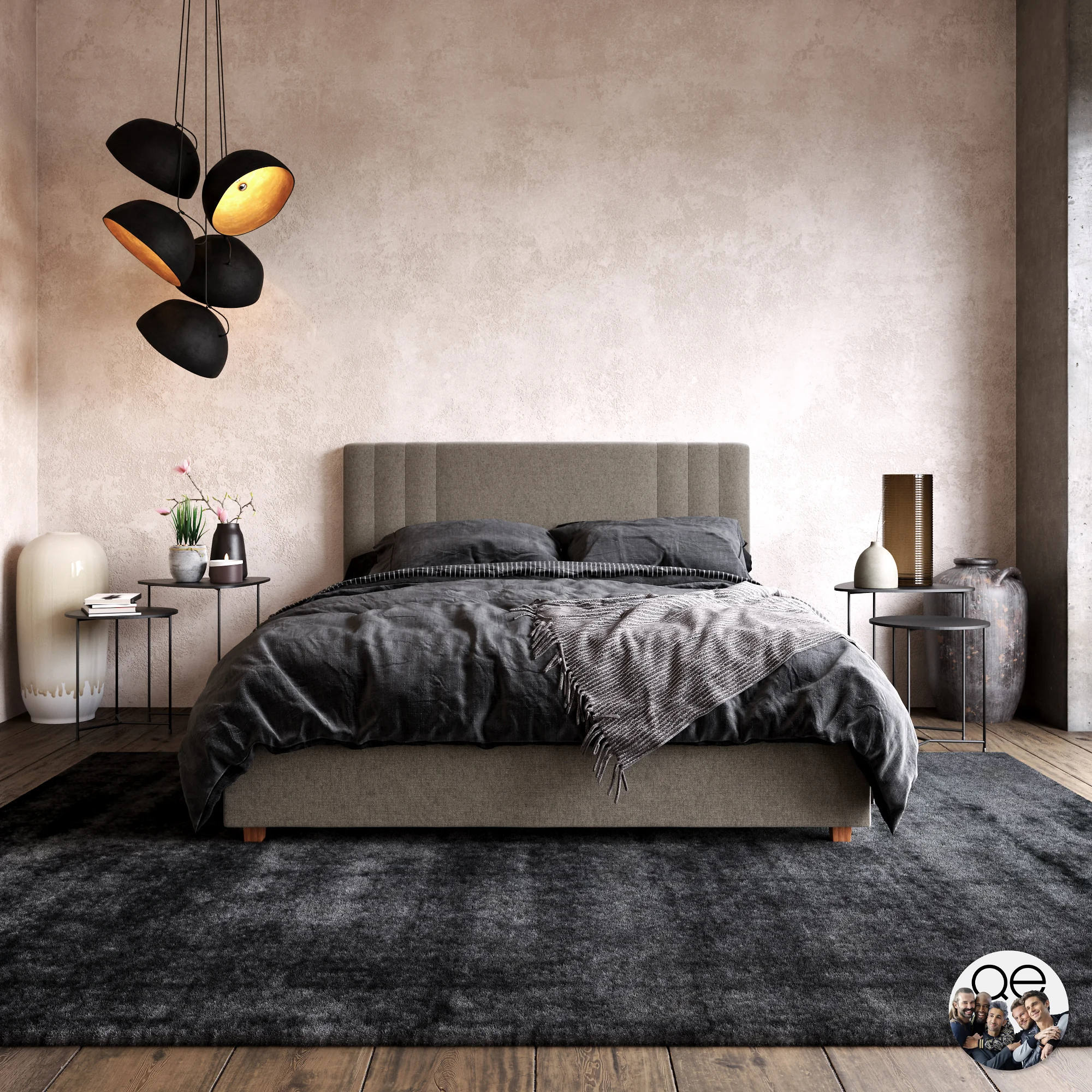 Dorel Charis Upholstered Bed LGrey Linen view 8