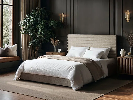 SOLACE+CO Velora Ottoman Bed Brown Chenille