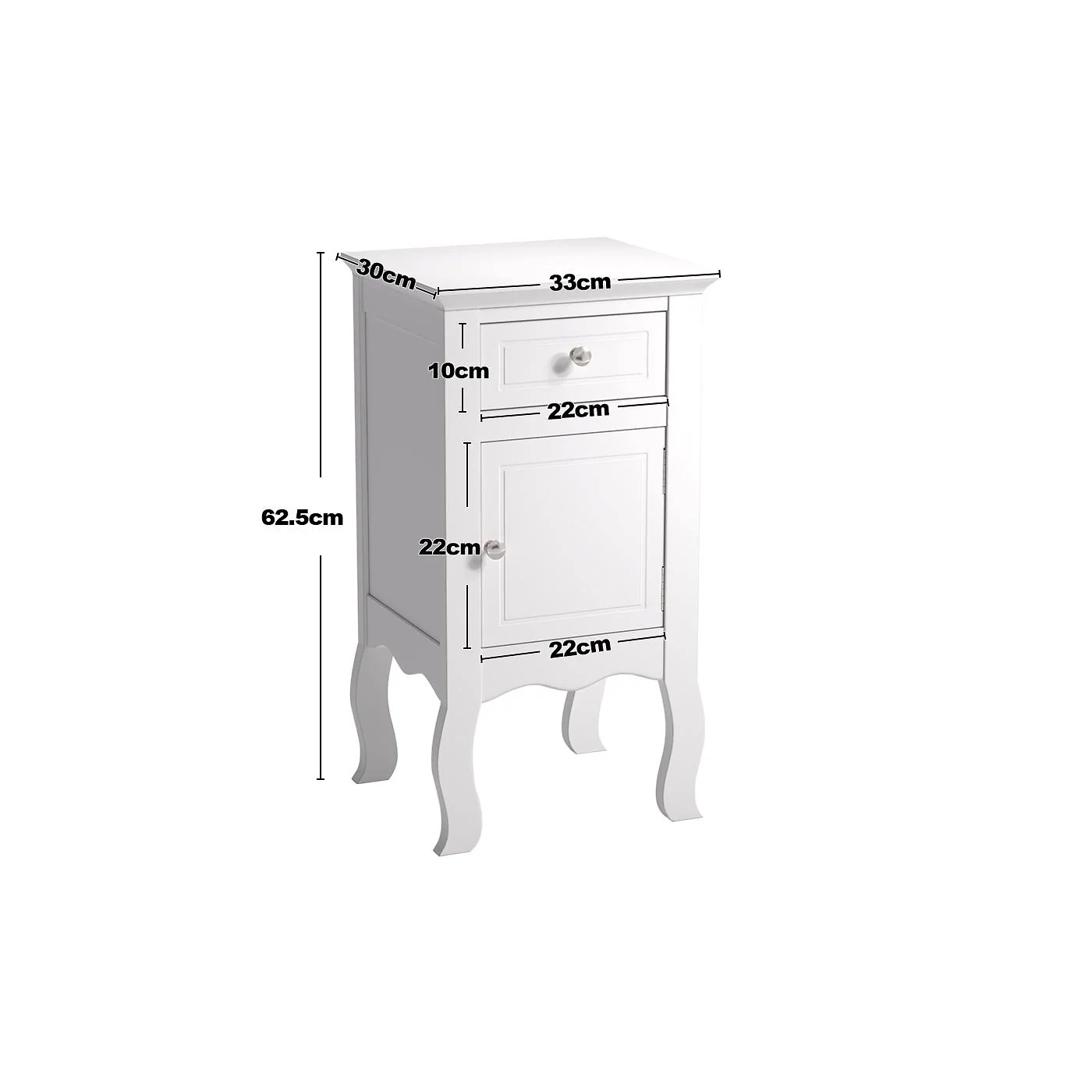 Living & Home Wooden Bedside Side Table Nightstand with Drawer image 7