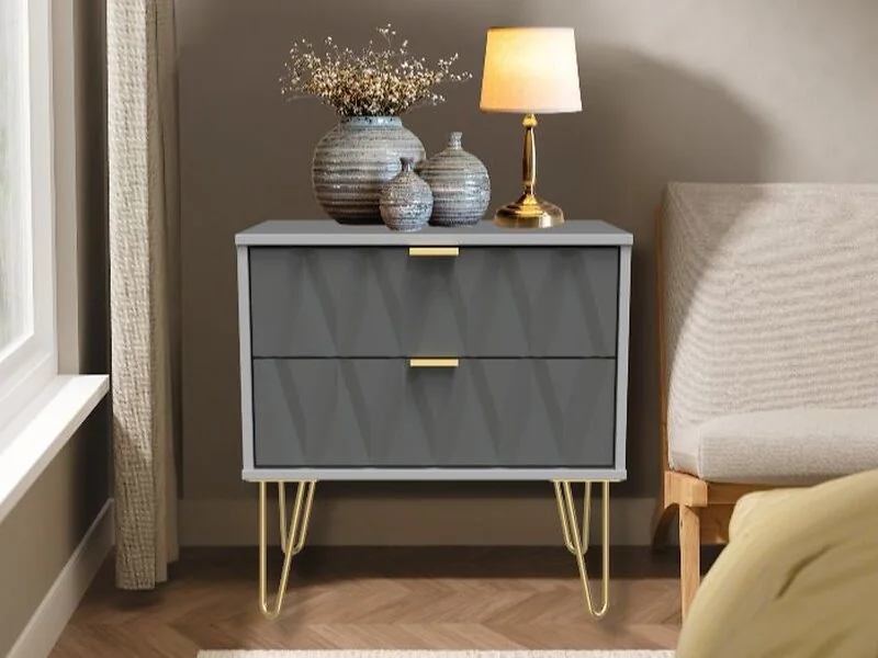 Welcome Furniture Diamond 2 Drawer Midi Chest Storage Cabinet