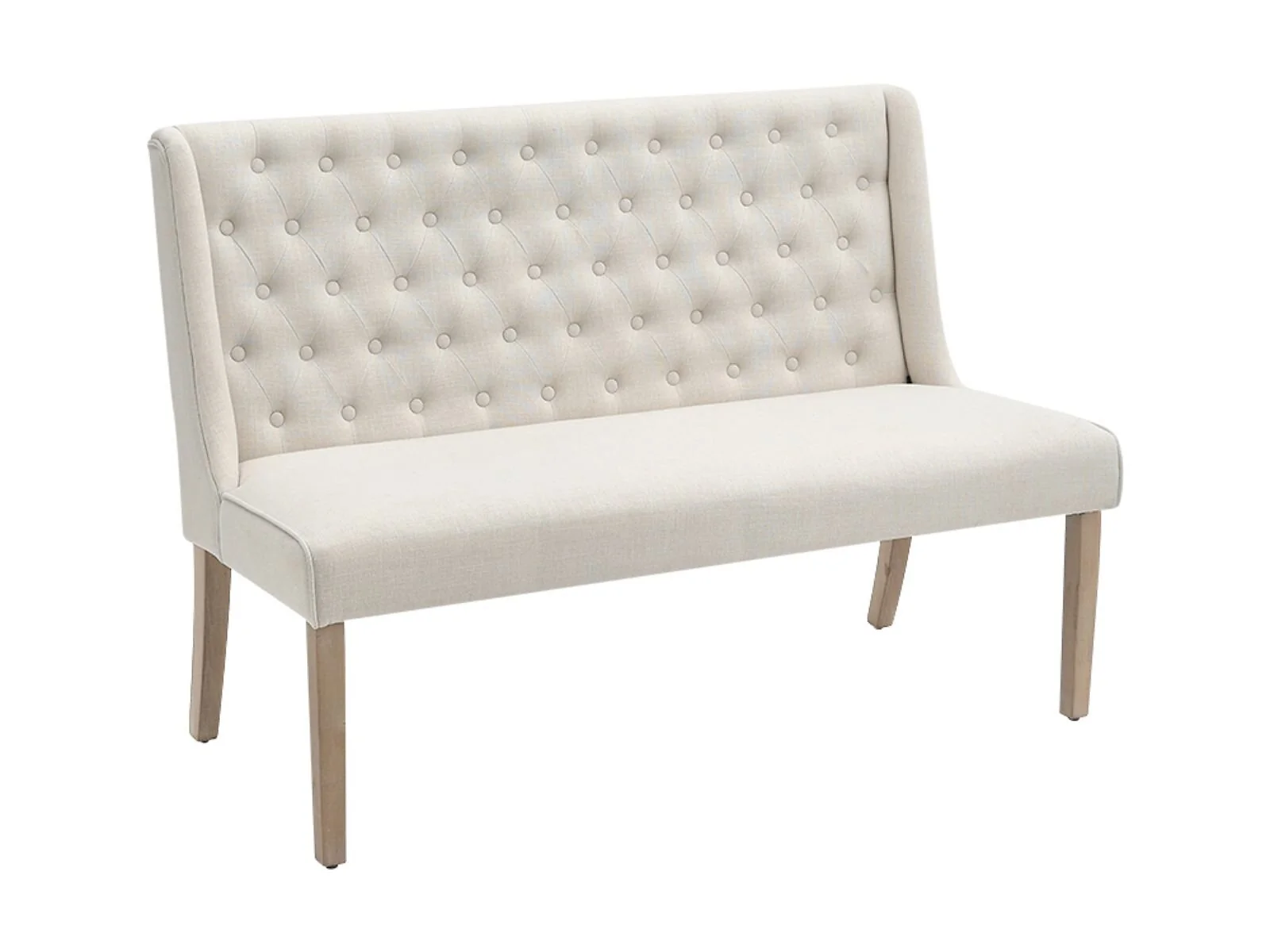 Living & Home Tufted Upholstered Dining Bench with Backrest Beige Linen Rubberwood – view 5