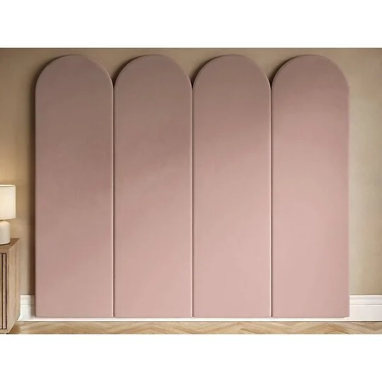 SOLACE+CO Cirrus Headboard Panels Kingsize Pink Velvet
