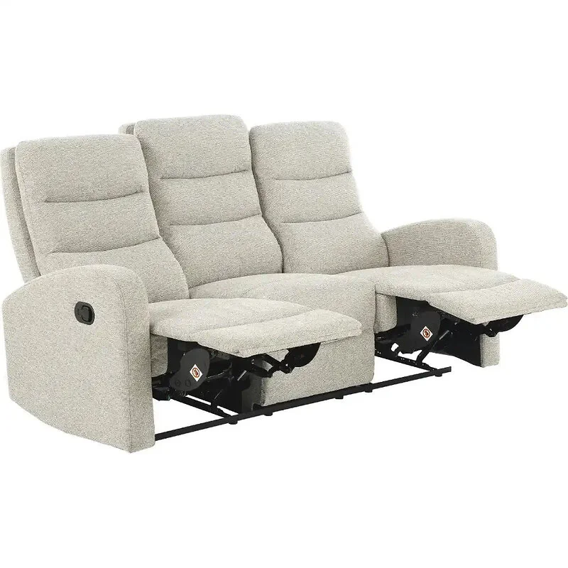 Dorel Rena 3 Seater Sofa with Manuel Recliner Natural Linen Look view 3