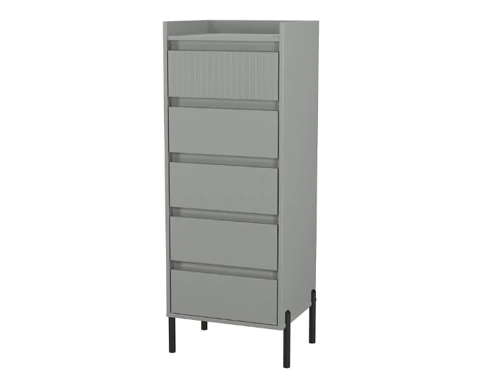 Slim 5 drawer storage cabinet with fluted front design