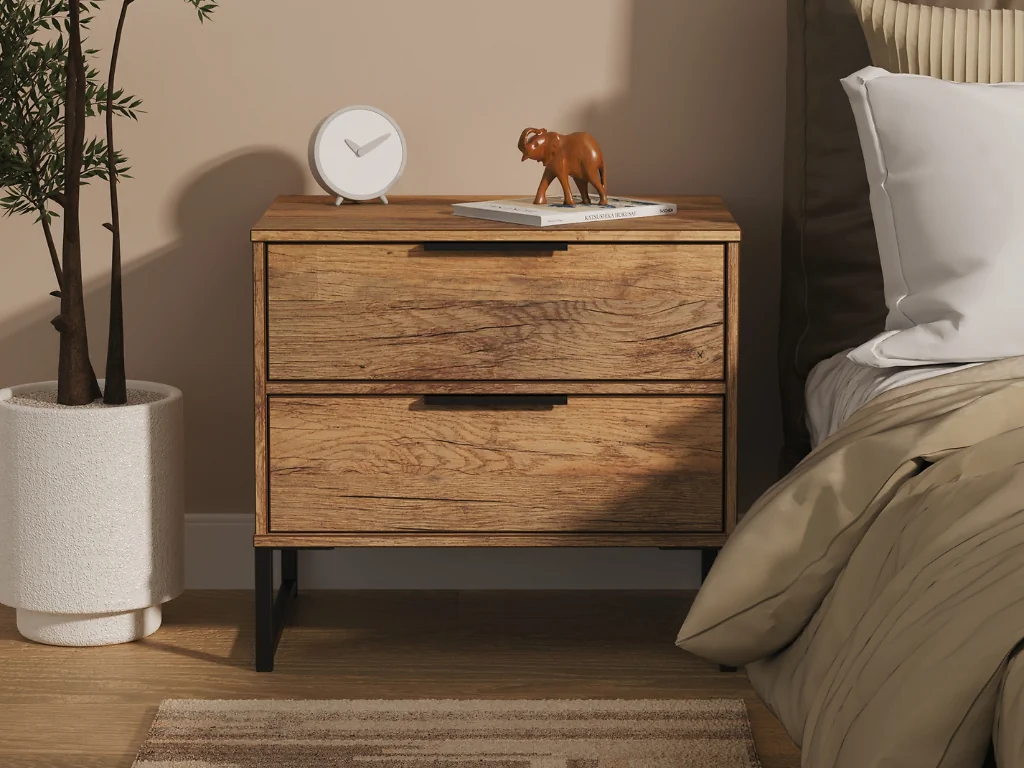 Welcome Furniture Diego Double 2 Drawer Midi bedside cabinet