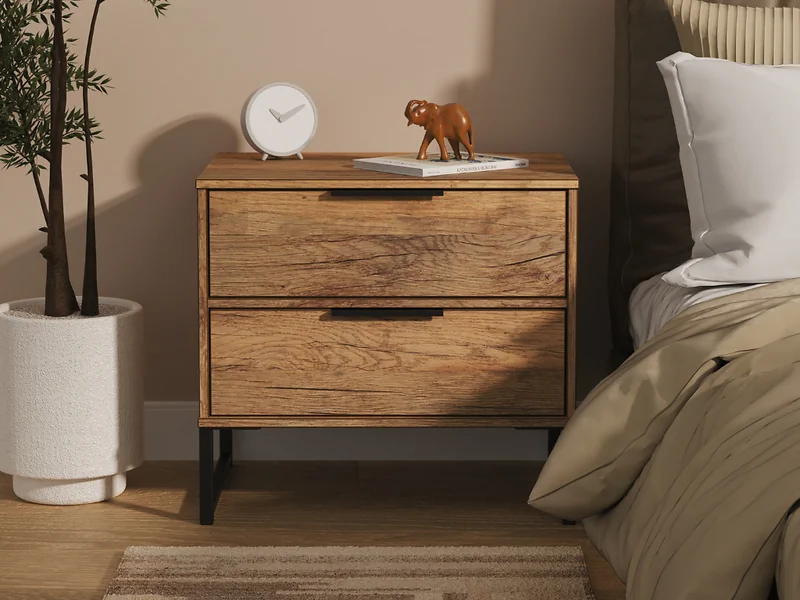 Welcome Furniture Diego Double 2 Drawer Midi bedside cabinet