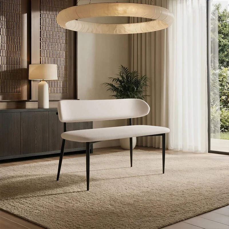SOLACE+CO Varm & Cyra Dining Set with Table Chenille Chairs & Bench image 3