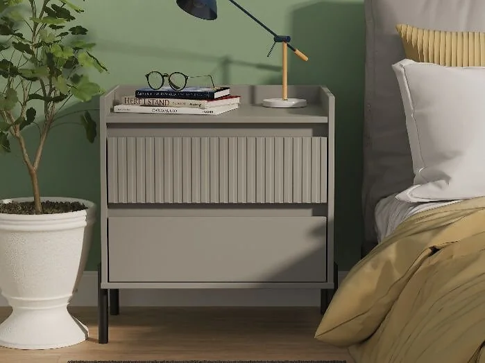 Welcome Furniture Osaka 2 Drawer Fluted Bedside Cabinet