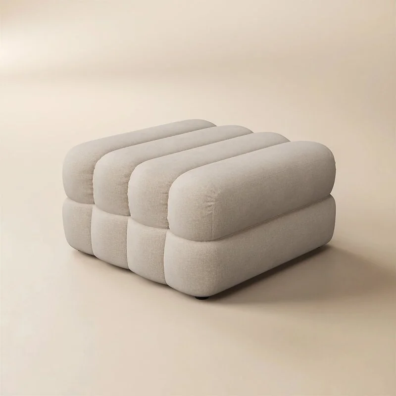 SOLACE+CO Halle Ottoman Storage Footstool Beige Chenille image 3
