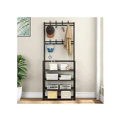 Living & Home Entryway 4 Tier Shoe Rack with Coat Hanger
