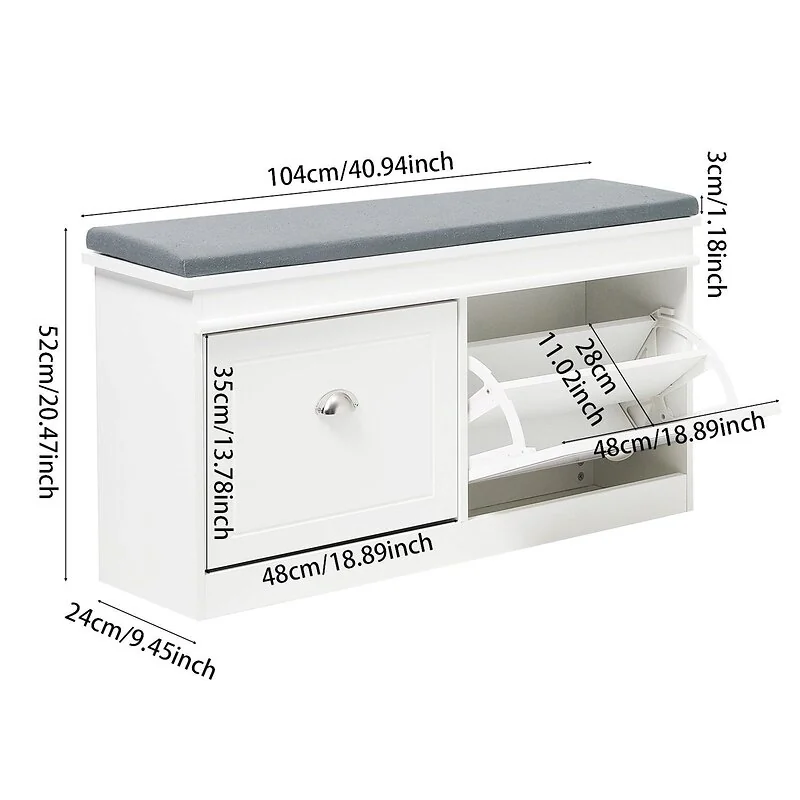 Living & Home Flip Down Shoe Bench Cabinet image 4