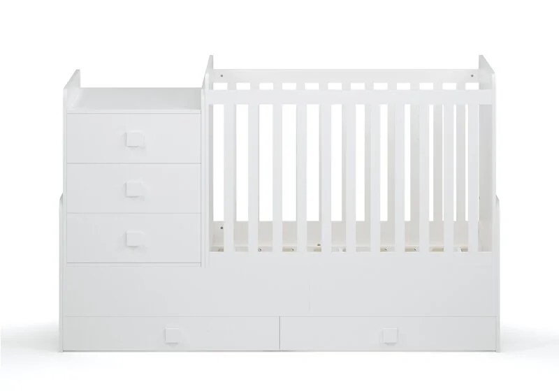 Kidsaw Kudi Combi 4 in 1 Cot Bed with Changing Unit White – view 10