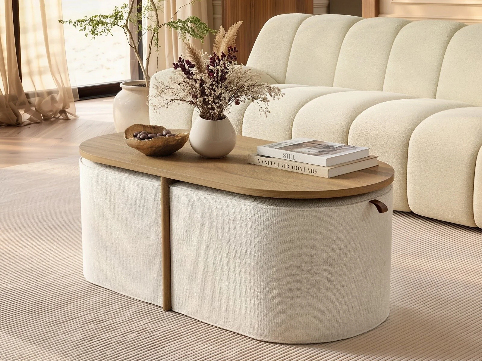 SOLACE+CO Leto Oval Coffee Table & Seating Set